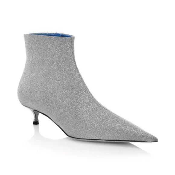 Balenciaga Leather Glitter Kitten Heel Booties Size EU 36 1/2 - Picture 1 of 12